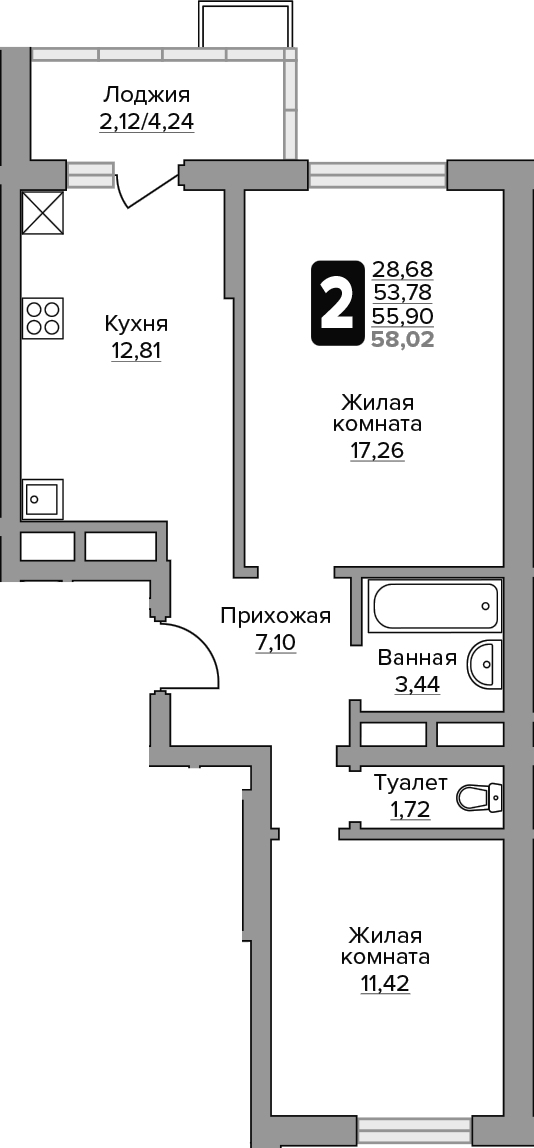 2-комн. Гранель Алексеевская роща