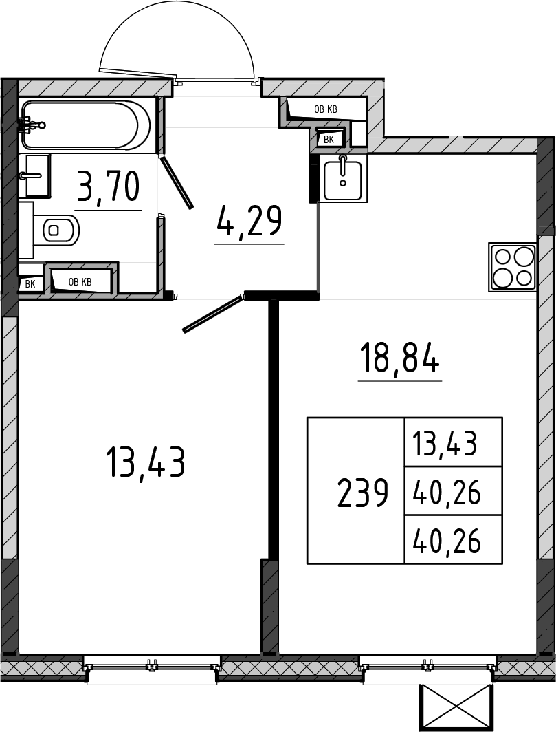 2-комн., 40.26 м², 5/17 этаж, ЖК «Поварово-Молодежный-2»