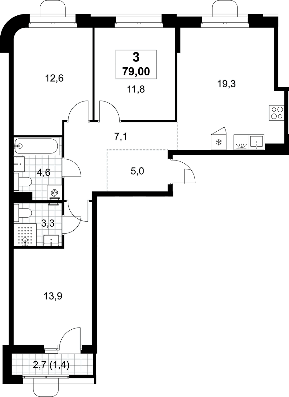 4+ комнаты, 77.6 м², 4/8 этаж, ЖК «Прокшино»